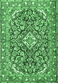 Medallion Emerald Green Traditional Rug, tr2997emgrn