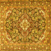 Square Machine Washable Medallion Yellow Traditional Rug, wshtr2997yw