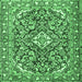 Square Medallion Emerald Green Traditional Rug, tr2997emgrn