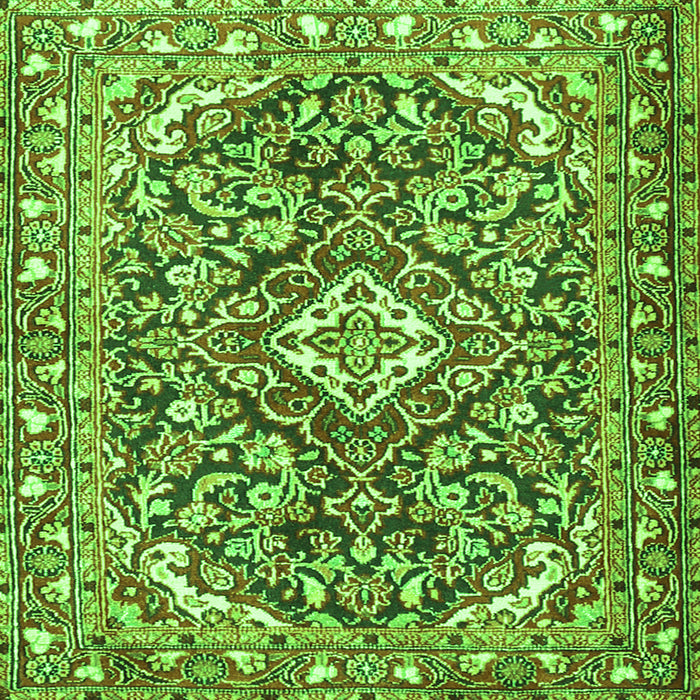 Round Machine Washable Medallion Green Traditional Area Rugs, wshtr2997grn