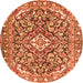 Machine Washable Medallion Orange Traditional Area Rugs, wshtr2997org