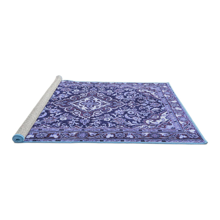 Sideview of Machine Washable Medallion Blue Traditional Rug, wshtr2997blu