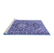 Sideview of Machine Washable Medallion Blue Traditional Rug, wshtr2997blu