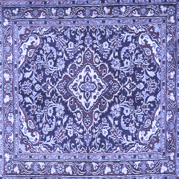 Square Machine Washable Medallion Blue Traditional Rug, wshtr2997blu