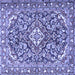 Square Machine Washable Medallion Blue Traditional Rug, wshtr2997blu