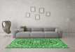 Machine Washable Medallion Emerald Green Traditional Area Rugs in a Living Room,, wshtr2997emgrn