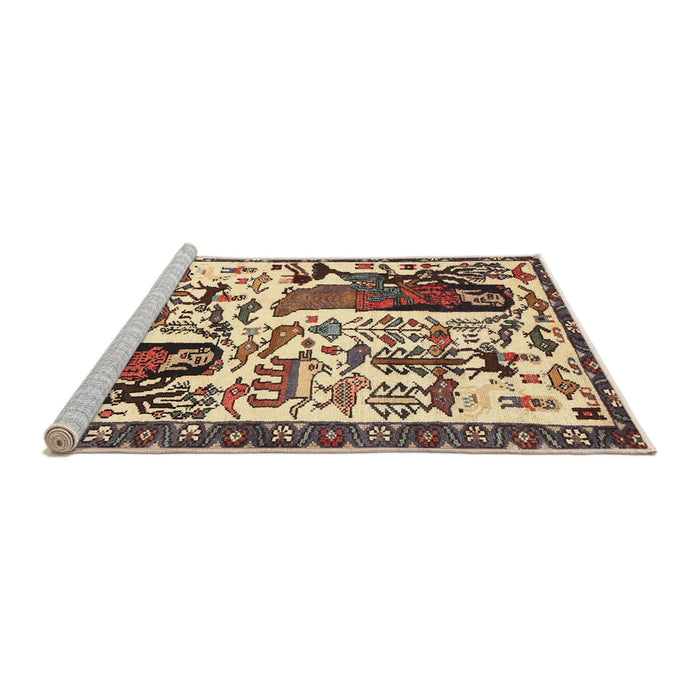Sideview of Machine Washable Traditional Red Brown Rug, wshtr2998