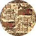 Round Animal Brown Traditional Rug, tr2998brn