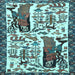 Square Animal Light Blue Traditional Rug, tr2998lblu