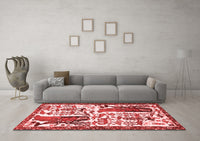 Machine Washable Animal Red Traditional Rug, wshtr2998red