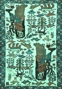 Animal Turquoise Traditional Rug, tr2998turq