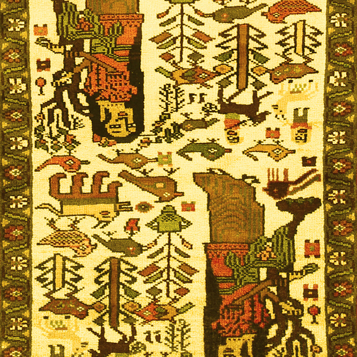 Machine Washable Animal Yellow Traditional Rug, wshtr2998yw