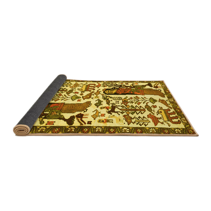 Sideview of Animal Yellow Traditional Rug, tr2998yw