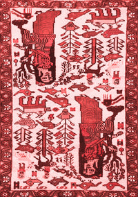 Animal Red Traditional Rug, tr2998red