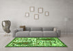 Machine Washable Animal Green Traditional Area Rugs in a Living Room,, wshtr2998grn