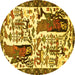 Round Animal Yellow Traditional Rug, tr2998yw