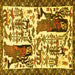 Square Animal Yellow Traditional Rug, tr2998yw