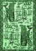 Machine Washable Animal Emerald Green Traditional Area Rugs, wshtr2998emgrn