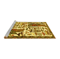 Sideview of Machine Washable Animal Yellow Traditional Rug, wshtr2998yw