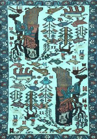 Animal Light Blue Traditional Rug, tr2998lblu