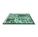 Sideview of Machine Washable Animal Turquoise Traditional Area Rugs, wshtr2998turq