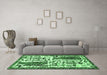 Machine Washable Animal Emerald Green Traditional Area Rugs in a Living Room,, wshtr2998emgrn