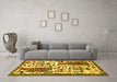 Machine Washable Animal Yellow Traditional Rug in a Living Room, wshtr2998yw