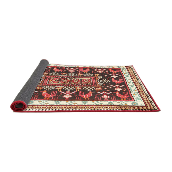 Sideview of Traditional Fire Brick Red Animal Rug, tr2999