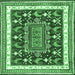 Square Animal Emerald Green Traditional Rug, tr2999emgrn