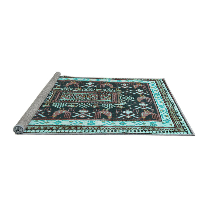 Sideview of Machine Washable Animal Light Blue Traditional Rug, wshtr2999lblu