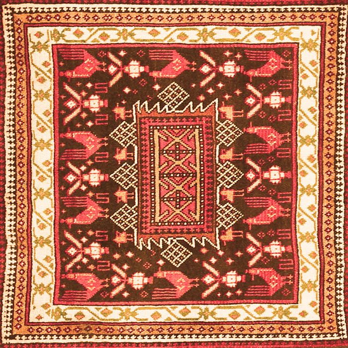 Round Machine Washable Animal Orange Traditional Area Rugs, wshtr2999org