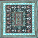 Square Machine Washable Animal Light Blue Traditional Rug, wshtr2999lblu