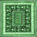 Square Machine Washable Animal Emerald Green Traditional Area Rugs, wshtr2999emgrn
