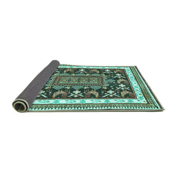 Sideview of Animal Turquoise Traditional Rug, tr2999turq