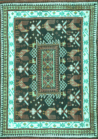 Animal Turquoise Traditional Rug, tr2999turq