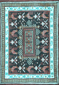 Animal Light Blue Traditional Rug, tr2999lblu