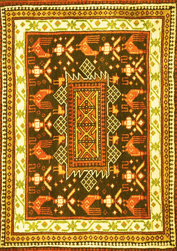 Animal Yellow Traditional Rug, tr2999yw