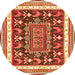 Square Animal Orange Traditional Rug, tr2999org