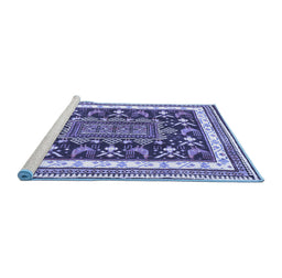 Sideview of Machine Washable Animal Blue Traditional Rug, wshtr2999blu