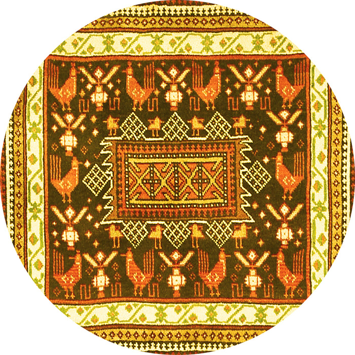 Round Machine Washable Animal Yellow Traditional Rug, wshtr2999yw