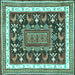 Square Machine Washable Animal Turquoise Traditional Area Rugs, wshtr2999turq