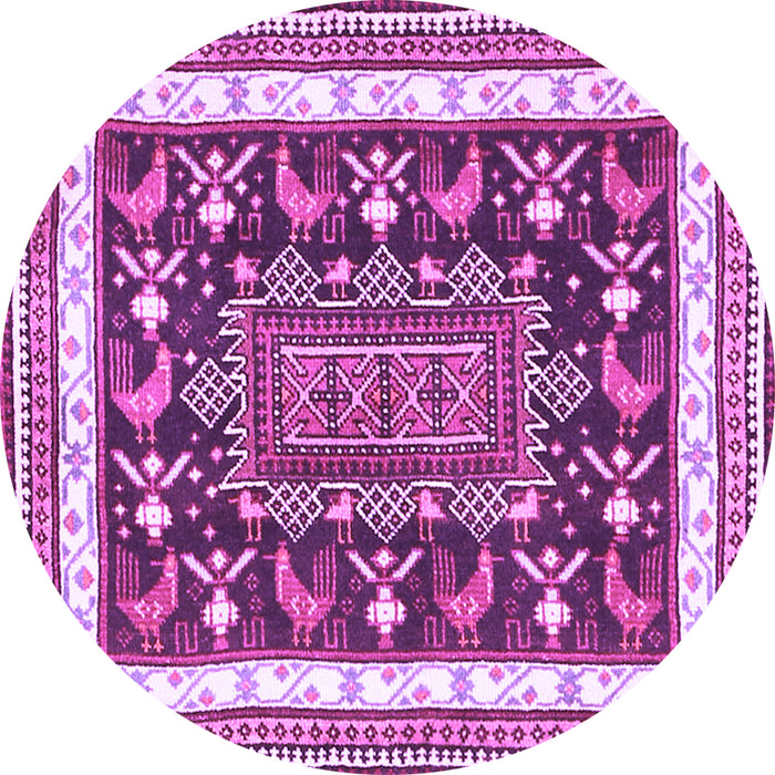 Round Machine Washable Animal Purple Traditional Area Rugs, wshtr2999pur