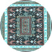 Round Animal Light Blue Traditional Rug, tr2999lblu