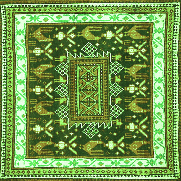 Round Machine Washable Animal Green Traditional Area Rugs, wshtr2999grn