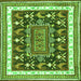 Round Machine Washable Animal Green Traditional Area Rugs, wshtr2999grn