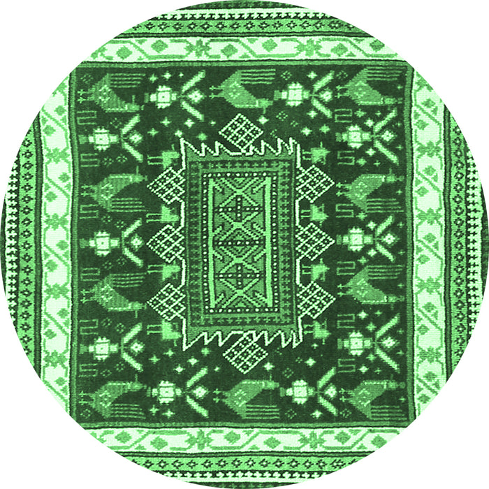 Round Machine Washable Animal Emerald Green Traditional Area Rugs, wshtr2999emgrn