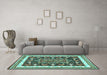 Machine Washable Animal Turquoise Traditional Area Rugs in a Living Room,, wshtr2999turq
