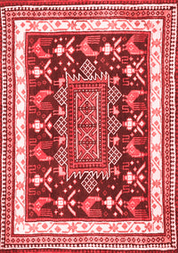 Animal Red Traditional Rug, tr2999red