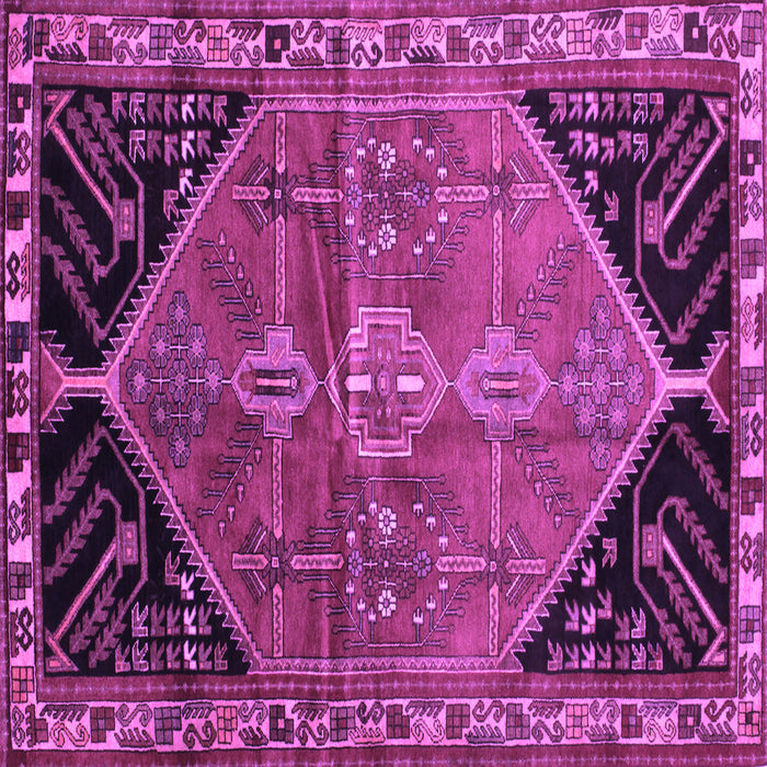 Square Machine Washable Persian Purple Traditional Area Rugs, wshtr299pur