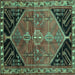 Square Persian Turquoise Traditional Rug, tr299turq